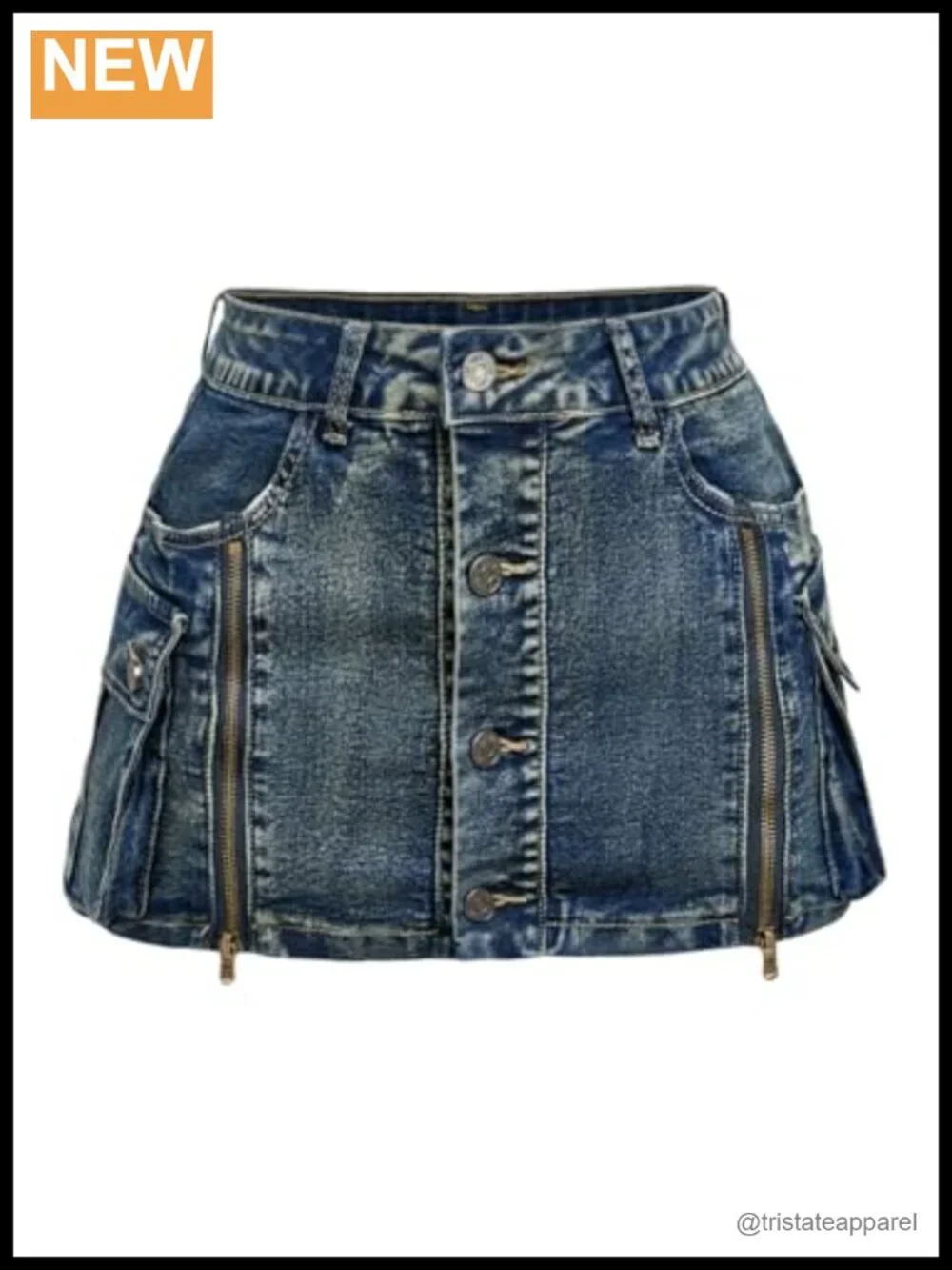 Y2K Mini Denim Skirt Button Zip Up Bodycon Jean Skirt Vintage Streetwear